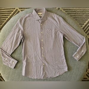 REISS Glover Medium Slim Fit Burgundy & Blue Gingham Check Button Down Shirt